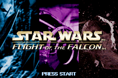 Star Wars: Flight of the Falcon title screen for GameBoy Advance